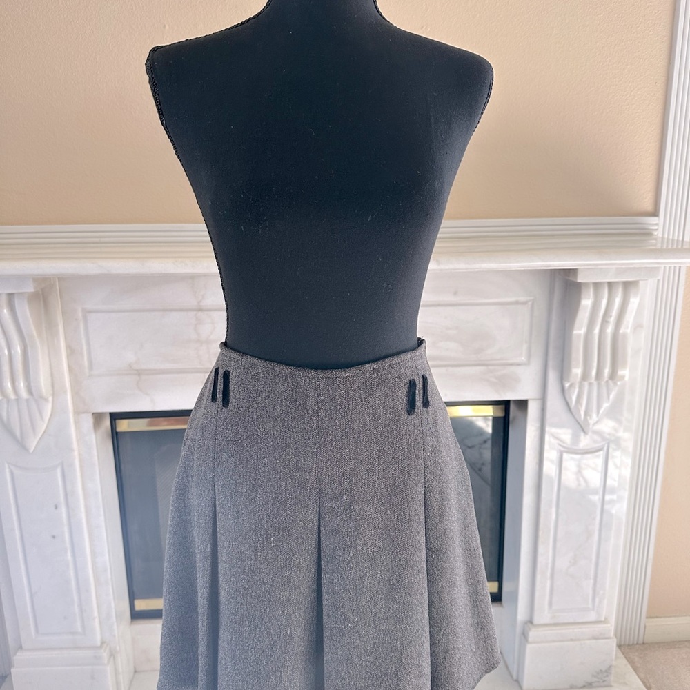 Made in Italy A-Line Wool Blend Skirt Gray Tweed Look